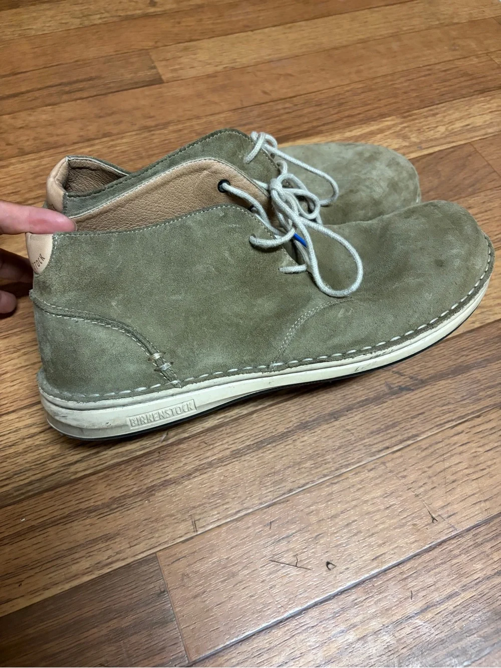 Birkenstock Men’s Suede Chukka Boots in Olive with Tan Accent
